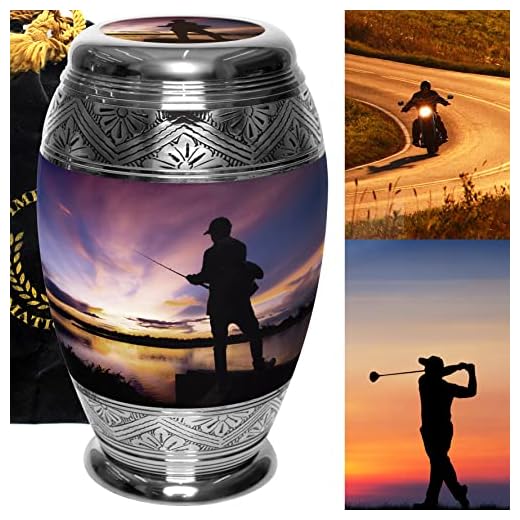 Gone Fishing Urns for Ashes Adult Male Large or XL Cremation Urns for Adult Ashes & Urns for Human Ashes for Home or Burial - Fisherman Urn