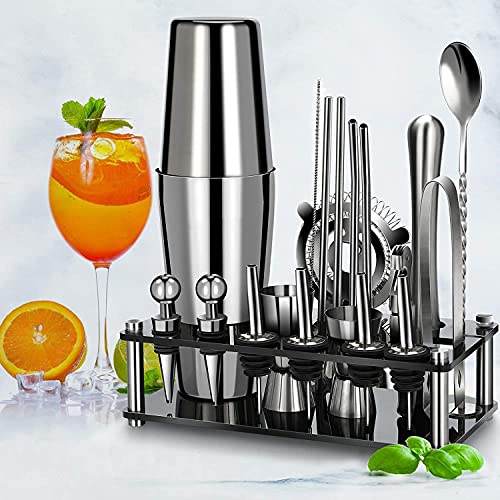 Chulovs Cocktail Shaker Set, 20 Stück Boston Barkeeper Set aus Edelstahl mit Acrylständer, professionelle Barwerkzeuge… - Image 4