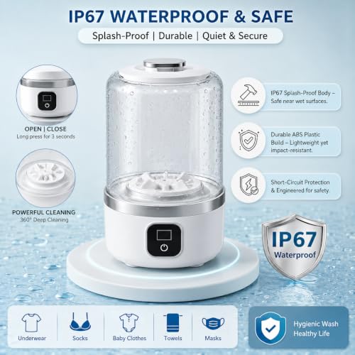 Image of Mini Washing Machine - Portable Rechargeble Washer, Deep Cleaning Travel Laundry for Apartments, Dorms, RVs & Small Spaces, Mini Laundry for Baby Clothes, Undergarment, Socks, Compact Underwear washer 1.5 Litter