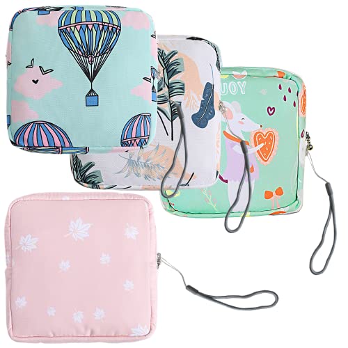 NNHOM Portable Sanitary Napkin Storage Bag,4 Pieces Reusable Period Pouch for Teen Girls & Women,Pad Bags for Period for School,Office,Mini Pouch Feminine Pads Bag Kit (Fashional)
