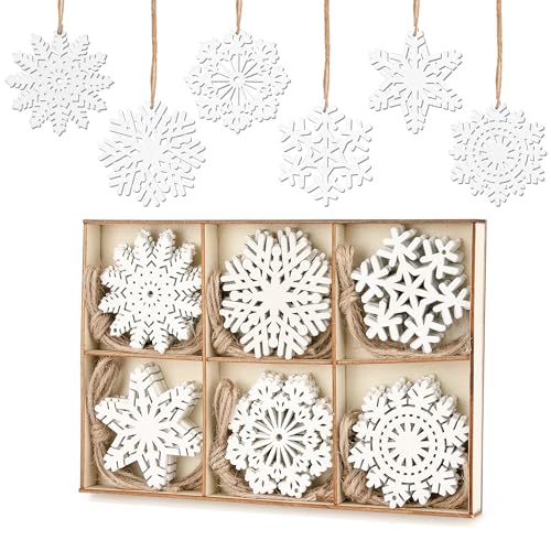Schneeflocken Holz Weihnachtsbaumschmuck, Holz Weihnachts-Anhänger...