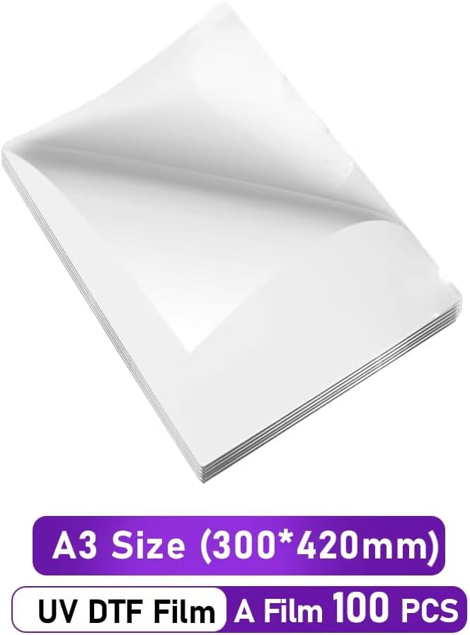 A3 UV DTF AB Transfer Film for UV DTF Sticker Printer UV DTF Printer Direct Print On Sticker for L1800 L805 XP600 P800 R3000 3880 And More Printers (A Film A3 100sheets)