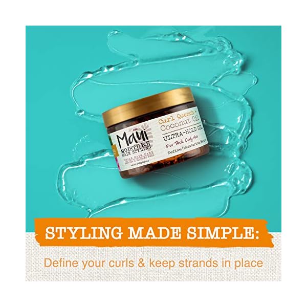 Maui-Moisture-Curl-Quench-Coconut-Oil-Ultra-Hold-Gel-for-Curly-Hair-Styling-Vegan-No-Drying-Alcohols-Paraben-Free-Silicone-Free-12oz Maui Moisture Curl Quench + Coconut Oil Ultra-Hold Gel, for Curly Hair Styling, Vegan, No Drying Alcohols, Paraben Free, Silicone Free, 12 Ounce