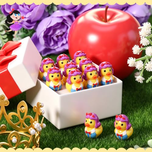 Image of 50 Pcs Princess Ducks Toy Figures, Mini Resin Ducks Bulk | Tiny Duck Figurine Dress up Game Toy for Party Favors (Princess Duck)