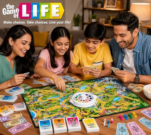 Image of The Game of Life Board Game for Kids & Family | Educational Strategy Game for 2-4 Players | Fun Indoor Tabletop Game with Cards, Spinner & Pegs | Birthday Gift for Boys & Girls Age 8+