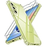 iVoler Cover per Samsung Galaxy A34 5G, Antiurto Custodia con Paraurti in TPU Morbido e 3 Pezzi Pellicola Vetro Temperato, Ultra Sottile Trasparente Silicone Protettiva Case
