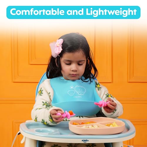 Image of A Baby Cherry - Baby Bibs | Bib for Baby | Comfortable Soft, Durable, Easy Wipe, Waterproof, Adjustable Neckline Buttons | Silicone Bib for Feeding Infants and Toddlers (6M to 5Y) Set of 1