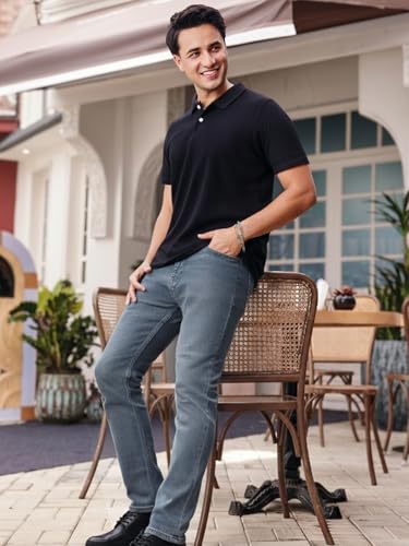 Image of Urbano Fashion Men's Slim Fit Mid Rise Washed Jeans Stretchable
