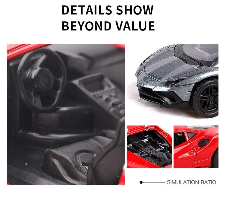 Image of Alloy Car Model Diecasts Metal Toy with Sound /Light /Pull-Back Off-Road Vehicles Car Model Collection Kids Toys Gift Multicolor Pack of 1 (1:32 Ferrari SF90)