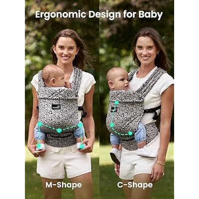 GROWNSY Baby Carrier Newborn to Toddler, Lightweight Ergonomic 7-44 lbs Newborn Carrier with Head Support, Easy to Wear Hands Free Infant Carrier for 0-36 Months, Gray Spots Leopard
