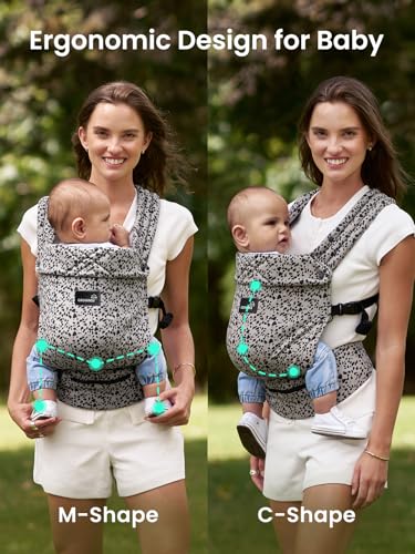 Image of GROWNSY Baby Carrier Newborn to Toddler, Lightweight Ergonomic 7-44 lbs Newborn Carrier with Head Support, Easy to Wear Hands Free Infant Carrier for 0-36 Months, Gray Spots Leopard