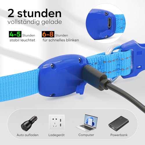 Kpuplol Leuchthalsband Hund, Hundehalsband Leuchtend, Wiederaufladbar Hundehalsband Leuchtend LED Halsband für Hunde Einstellbare Größe, 2 Beleuchtungsmodi für Kleine Mittlere Große Hunde