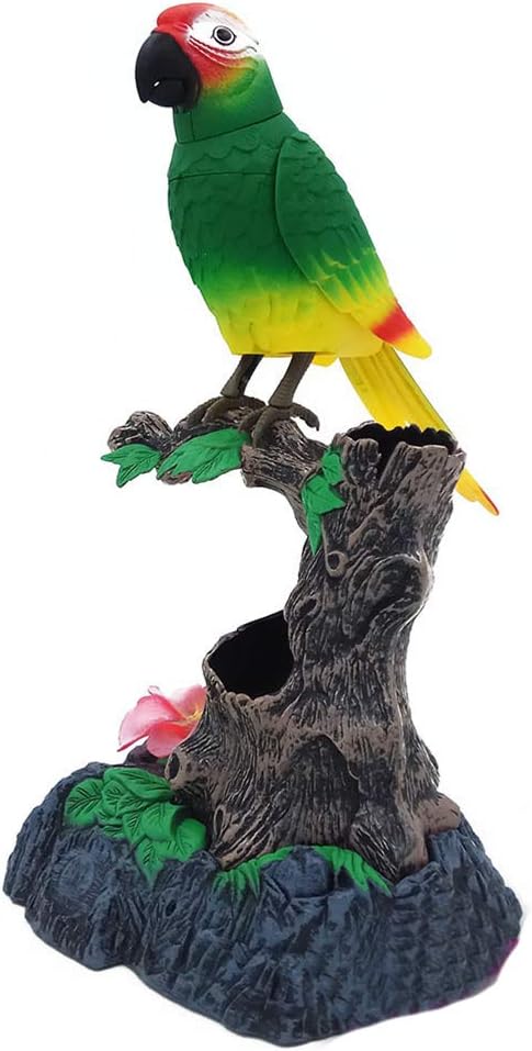 Bozaap Lindo juguete electrónico para pájaros que hablan, movimiento y grabación de sonido que habla loro que habla, juguete realista modelo de figura de loro regalo para niños