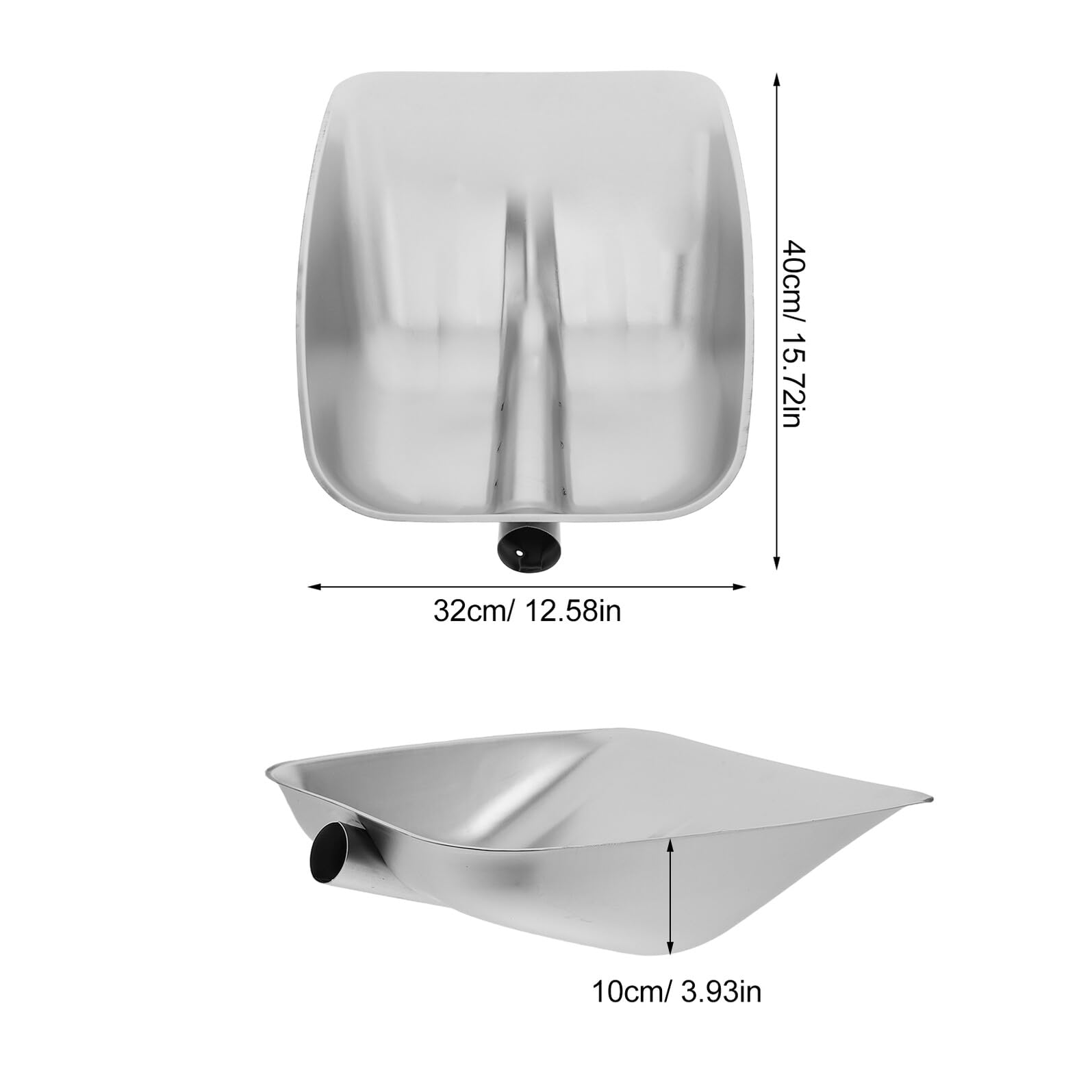 SHINEOFI Testa di Pala da Neve in Acciaio Inox Spesso, Strumento Multifunzionale Efficiente per Gestione Cereali e Vialetti, Accessorio Resistente per Uso Esterno
