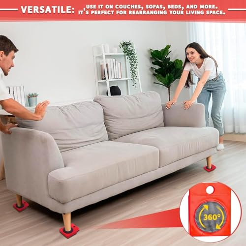 Image of Furniture Lifter and Mover Tool Set with 360 Wheels, Heavy Duty Furniture & Appliance Anti-Vibration Pads, Easy Shifting for Sofa, Table, Washing Machine. (Furniture Lifter)