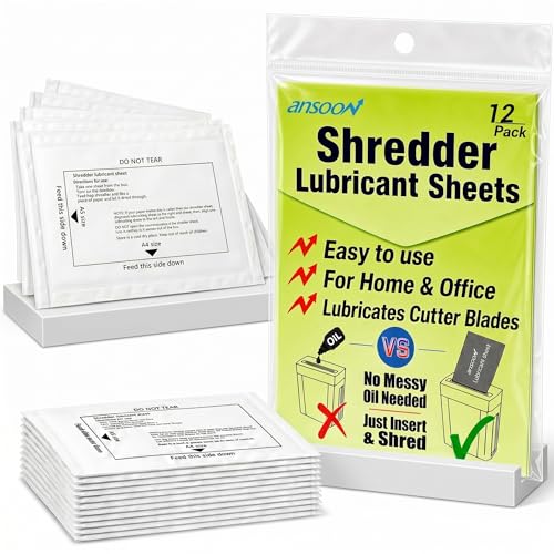 12Pcs Paper Shredder Lubricant Oil Sheets for Heavy Duty Microcut...