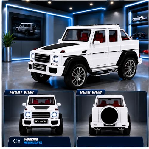 Image of GRAPHENE1:22 Scale Die Cast Metal Toy Car Alloy Pull Back Action Openable Doors White Friction Jeep Model Car Light Realistic Sound Miniature SUV Best Gift for Car Collectors 2+yrs Kids Boys Girls