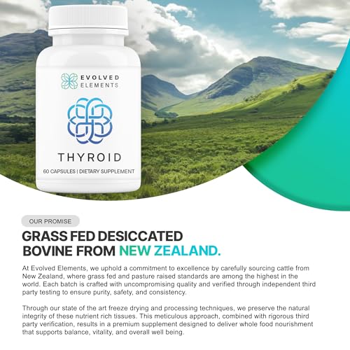 thyroid  raw grass-fed desiccated  new zealand sourced - energy amp metabolism support  non-gmo 60 capsules