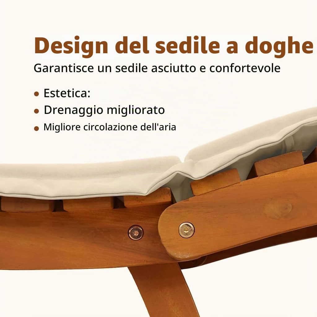 vidaXL Lettino prendisole 2 pz Legno di Acacia Massello Beige | Cuscini in poliestere per un relax totale, Costruzione in legno forte e stilosa,