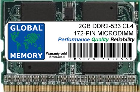 2Go DDR2 533MHz PC2-4200 172-PIN MICRODIMM MÉMOIRE RAM pour Ordinateurs Portables