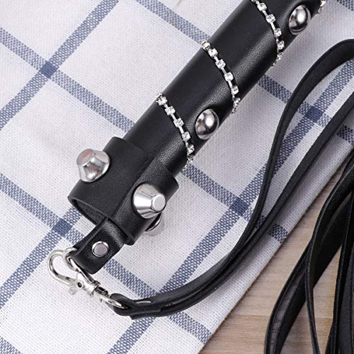 HEALLILY Diversão Brinquedos Eróticos Saboreando Chicotes De Couro Preto PU LEATHER Diamante Decorad