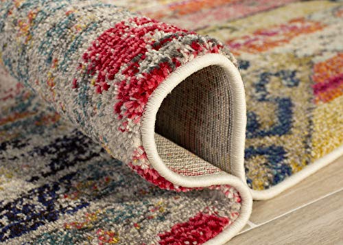 Tapis Boho Monaco Collection Safavieh, Gris Clair et Multi 80x180 cm - 7