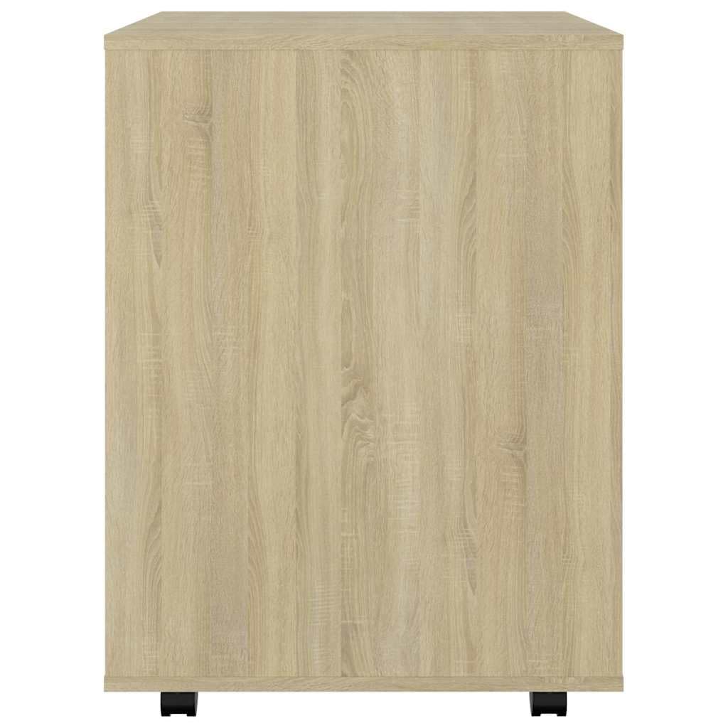 Hothingwell Sonoma dębowa szafka na kółkach 60x53x72 cm, szafka biurkowa z drewna inżynieryjnego z prostokątnym blatem do drukarki i akcesoriów, zamykane kółka