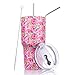 DYNAMIC SE 30oz Tumbler Rose Double Wall Stainless Steel Vacuum Insulated Travel Mug with Splash-Proof Lid Metal Straw and Brush