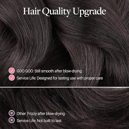 Image of GOO GOO Tape In Weft Hair Extensions Human Hair, Genius PU Long Weft Tape In Hair Extensions Real Human Hair, Silky Easy to Use, 4A Chocolate Brown 22 inch 120g 7pcs