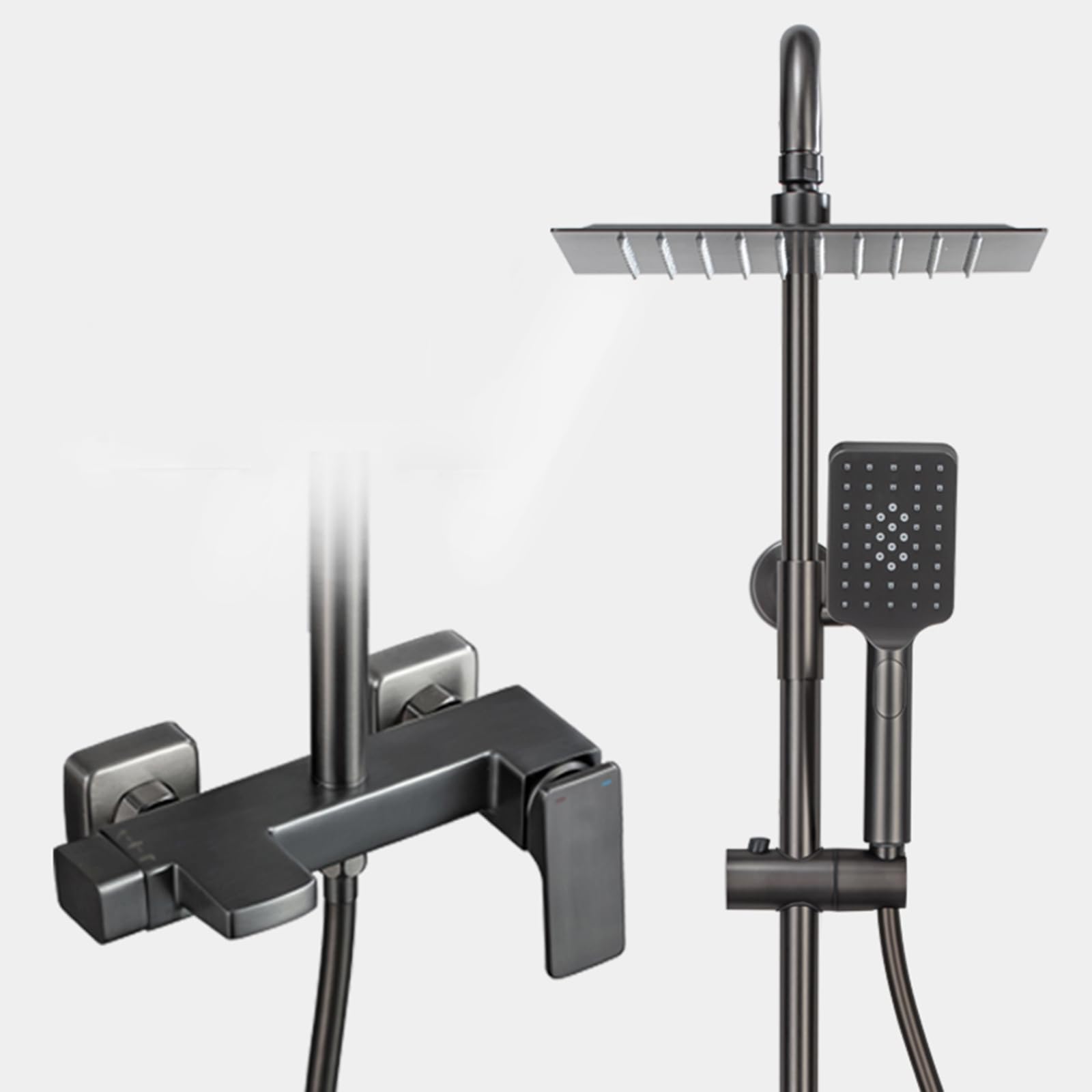 JYBNBBE Shower Mixer Set Rainfall Shower Kit Adjustable Height Single Handle Bath Taps Bathroom Taps Mixer with Shower Set Black (Grey A)
