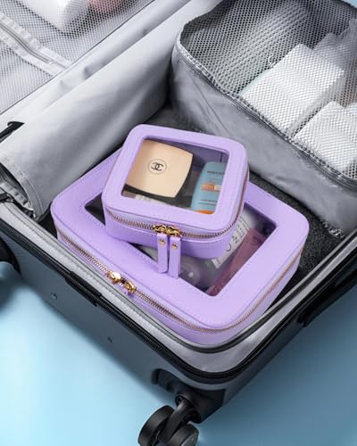 Image of LETGO 2Pack Clear Makeup Bag Mahjong Tile Bag with Zipper and Handle| Structured Large Travel Makeup Bag for Toiletries for Women Mahjong Tile Carrying Case
