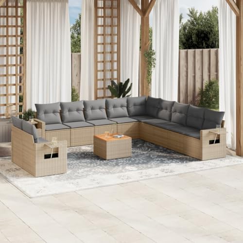 QJBSAVVA Garten Lounge Set Beige 12 TLG