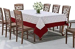 AIRWILL Cotton Printed Pattern 8 Seater Table Cloth Pack of 1 pc (Red)