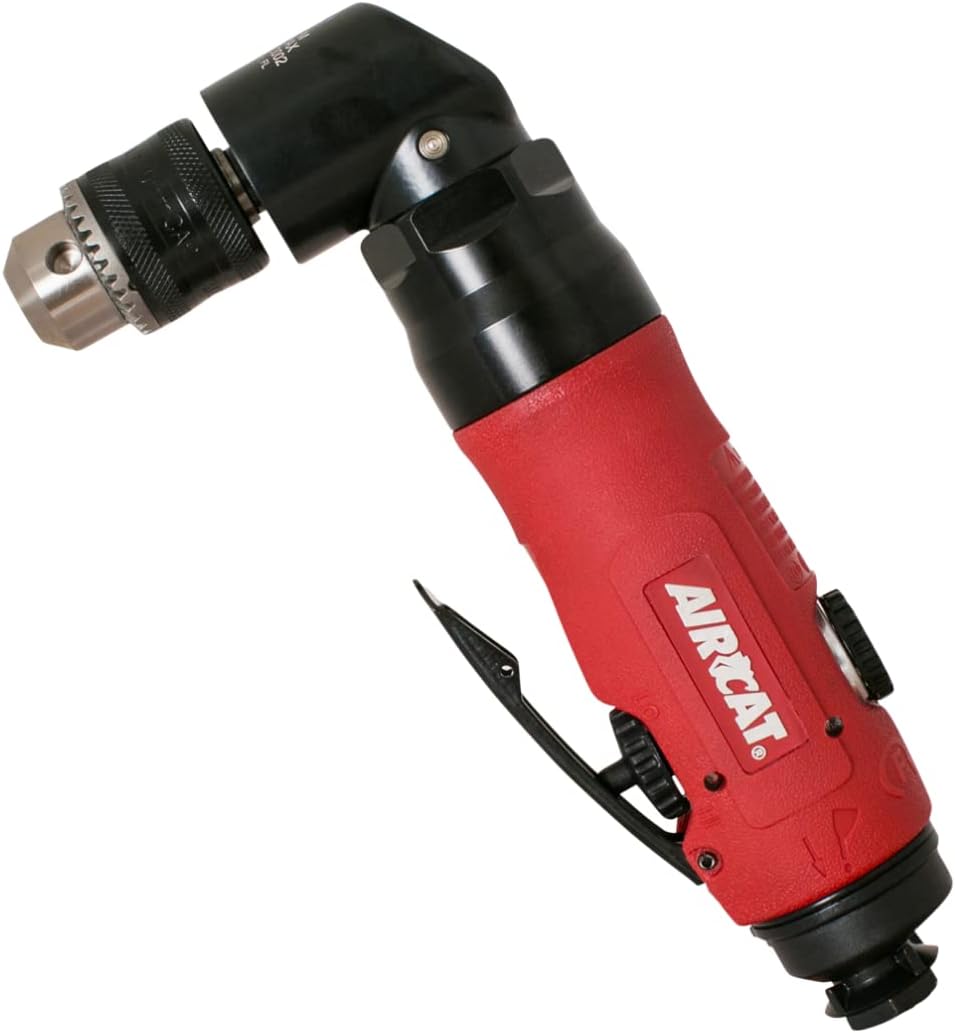 AIRCAT Pneumatic Tools 4337: 3/8-Inch Reversible Angle Drill Air Tool with 1,600 RPM, 75 HP Motor