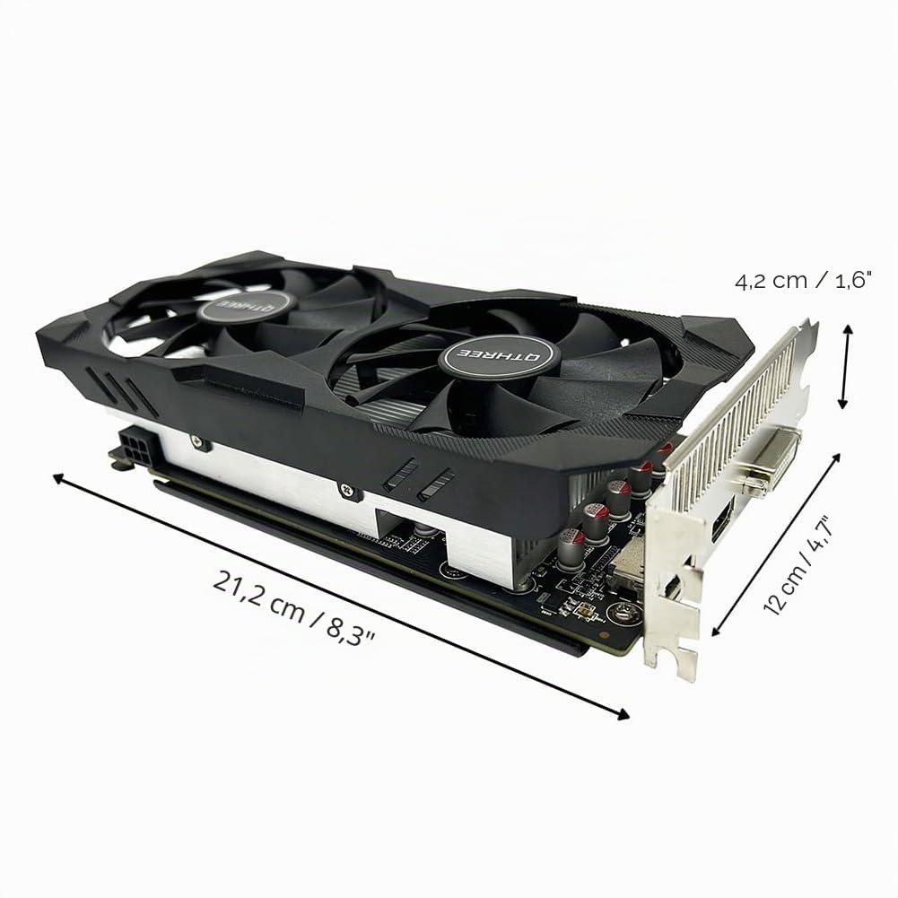 QTHREE Radeon RX 560 XT 8Go GDDR5 128-bit Carte Graphique, HDMI, DVI-D, DisplayPort, Grafikkarten PC für Gaming, GPU, PCI Express x16, DirectX 12, 6 PIN Power Supply