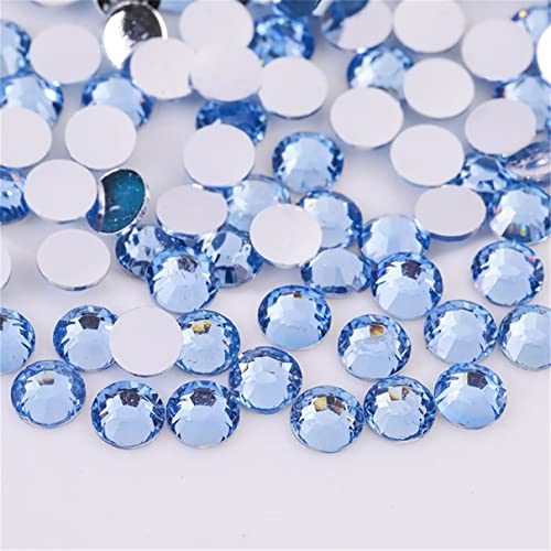 Image of 1500 Pieces SS16 4mm Flatback Rhinestones Clear Glass Round Gems Crystals for Nail Art DIY Crafts Clothes Shoes Bags （Light Blue）