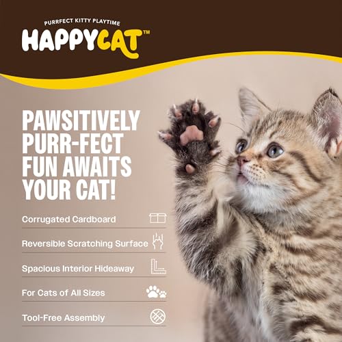 Casa rascador para gatos HappyCat Tiki Hut de cartón tropical miniatura 4