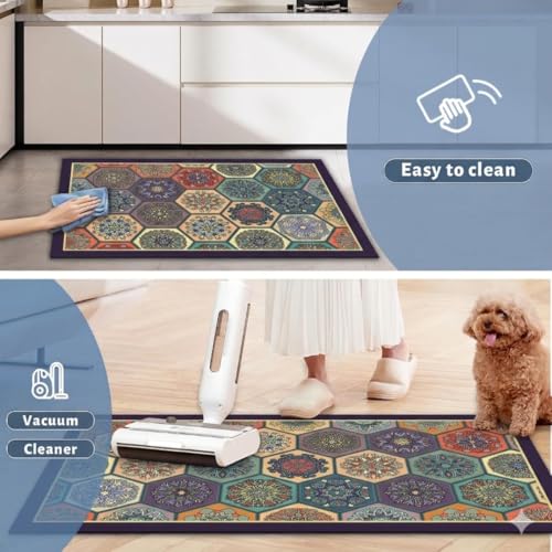 Image of Kitchen Anti Slip Mat for Floor, Waterproof Washable Kitchen Mats, Non Slip Kitchen Floor Mats for Home, Soft Mats for Kitchen, Kitchen Mats for Floor Anti Slip (HEXAGONE MAT)