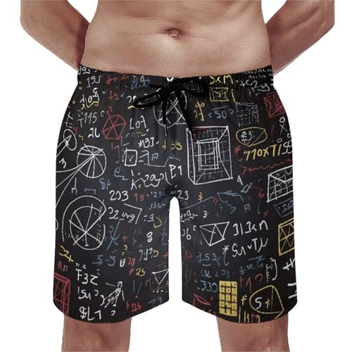 Mens Shorts Mathematics and Physics Men Swim Trunks Quick-Dry Beach Shorts with Drawstring Pocket Bathing Suit
