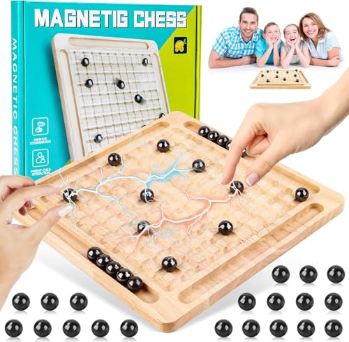 Magnetisches Schachspiel, Magnetic Schachspiel, Magnetic Chess Game mit Schachbrett aus Holz, Multiplayer-Magnetbrettspiel, Magnet Schach, Eltern-Kind-Interaktionsspiel Für Familientreffen