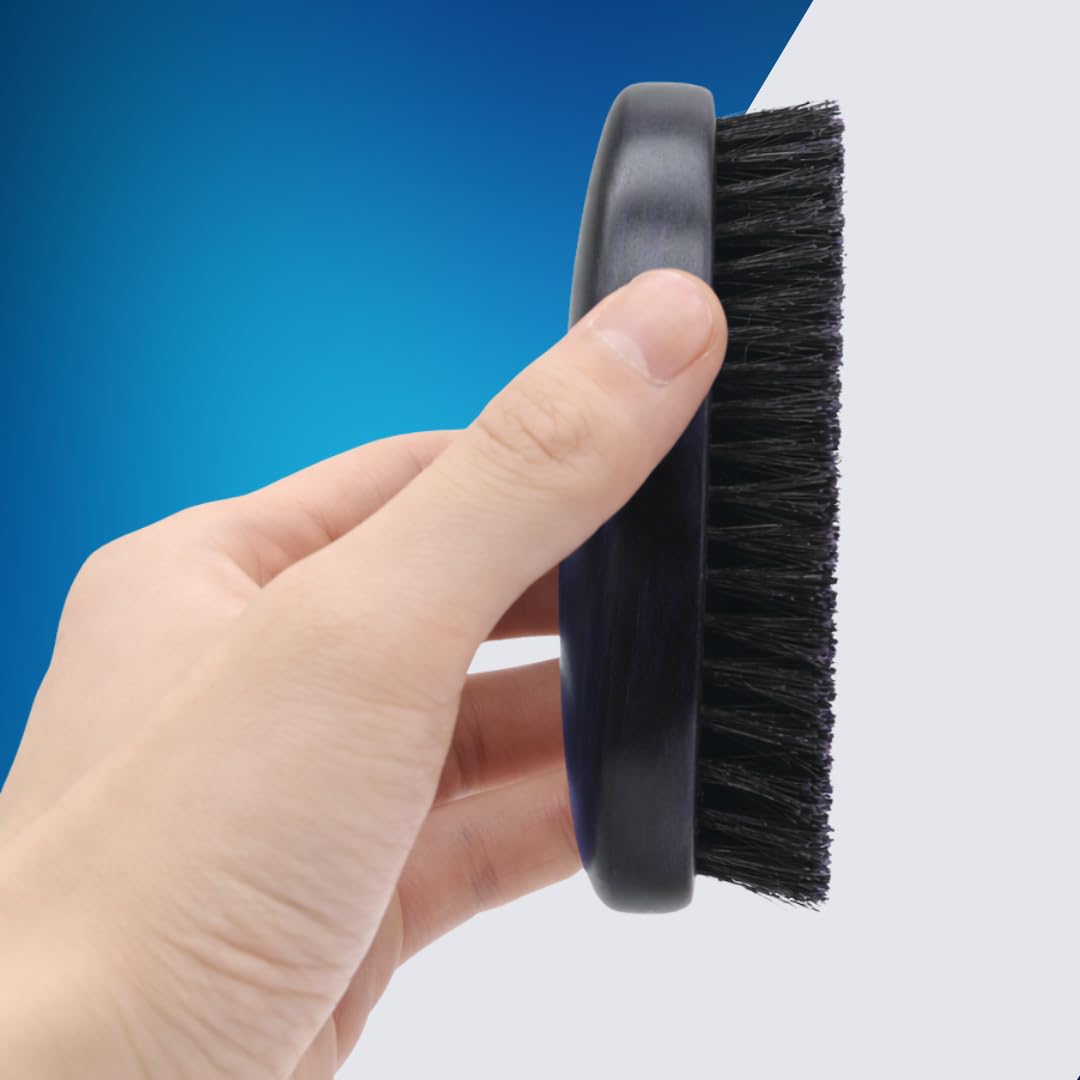 Spazzola da barba da uomo, setole di cinghiale naturali, spazzola ovale nera ondulata, manico in legno resistente alle deformazioni, per capelli più folti e spessi, crescita di barba e