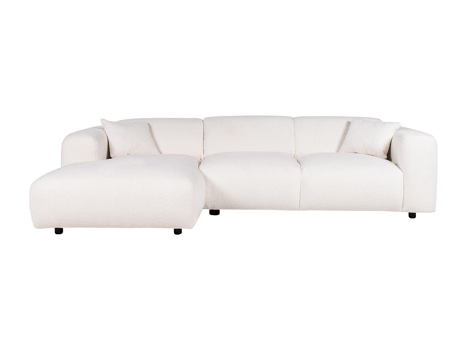 Vente-unique - Ecksofa - Ecke Links - Bouclé-Stoff - Weiß - POGNI