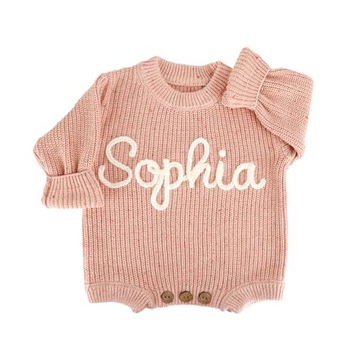 Personalized Baby Sweater Baby Name Sweater Baby Knit Sweater Romper Embroidered Sweater Baby Christmas Sweater for Girl Boy