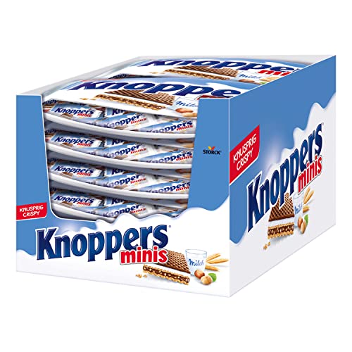 Knoppers minis – 12 x 200g – Gefüllte Waffelschnitte mit Milchcreme und Nougatcremefüllung