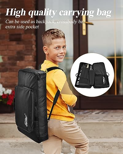 Image of Eastar Advanced 32 Note Glockenspiel Xylophone Bell Kit Beginner Students, Percussion Kit with 8'' Drum Practice Pad, Adjustable Stand, Glockenspiel Stick, Drum Sticks and Carrying Bag