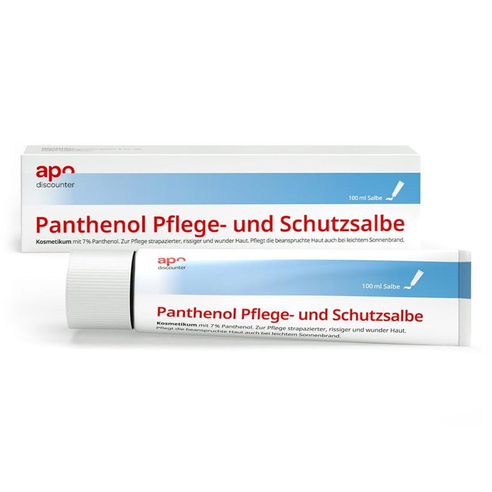 apodiscounter Panthenol Pflege- und Schutzsalbe (1x 100 ml) - Mit Panthenol & Vitamin E - Panthenol Salbe für empfindliche, rissige & greizte Haut