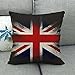 WRTN Housse de coussin en lin imprimé drapeau du Royaume-Uni Union Jack vintage rétro pour voiture, canapé, chambre à coucher, décoration d'intérieur, cadeau pour la famille, les amis, 43 x 43 cm (O)