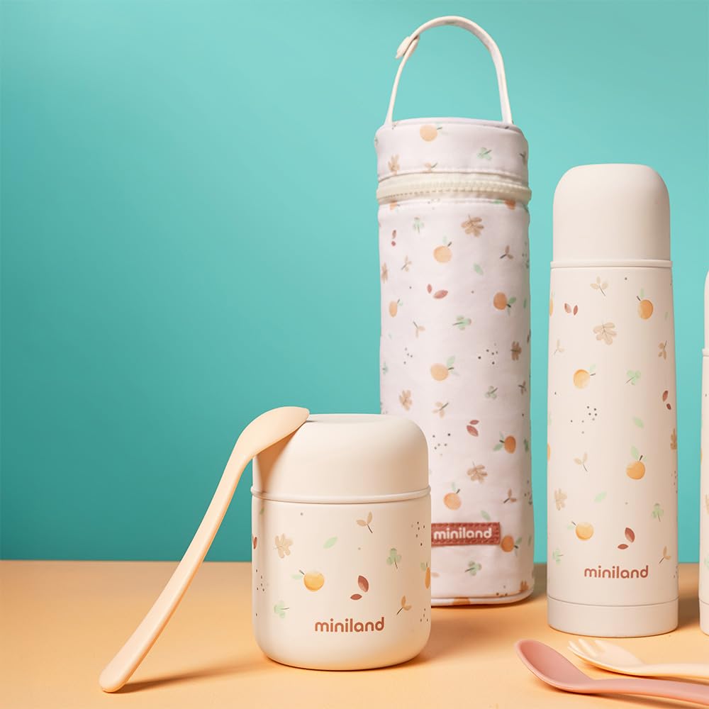 Miniland Thermos Mini Valencia 280ml. Thermos pour aliments pour bébés, avec double couche d'acier qui maintient la température des aliments pendant des heures
