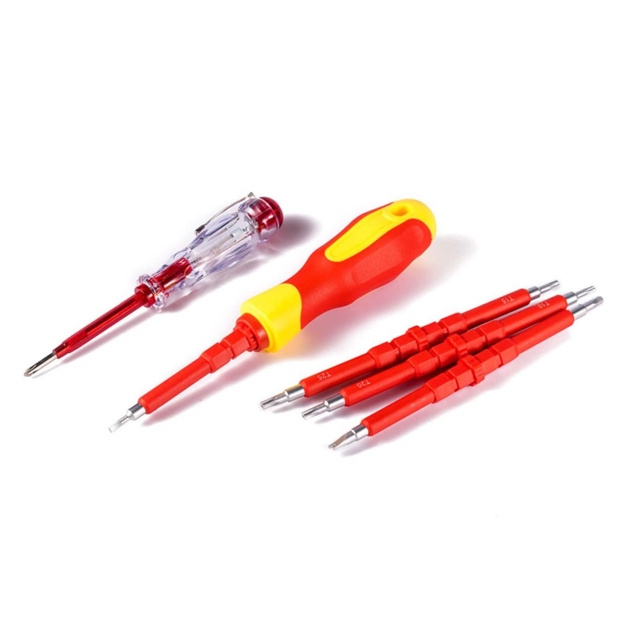 VILLCASE Juego de 26 Destornilladores Herramienta de Electricista Antideslizantes Mango Aislado para Reparaciones Eléctricas y Domésticas Kit Completo