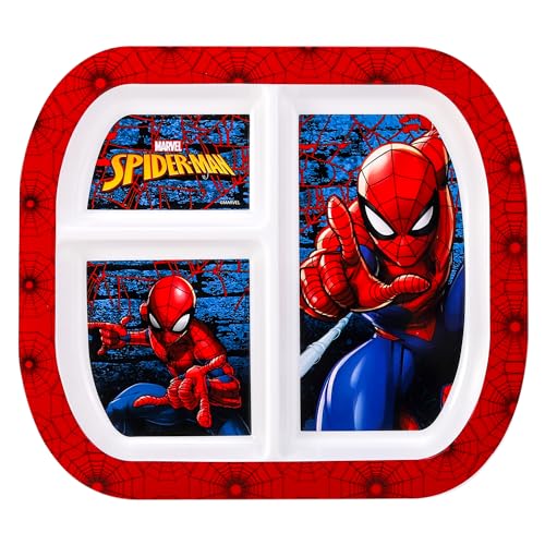 Zawadi Global Spiderman 3 Section Reusable Childrens Kids Toddlers Divided Breakfast Lunch Dinner Plate
